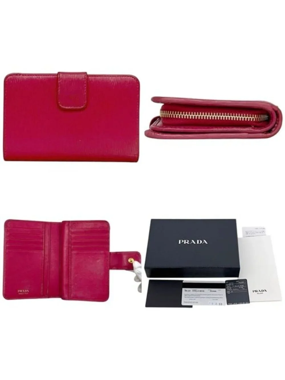 Prada Bifold Wallet Pink Peonia Folding Leather - Picture 2 of 10